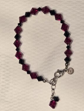Emily Ray Vintage Red And Black Beaded Bracelet